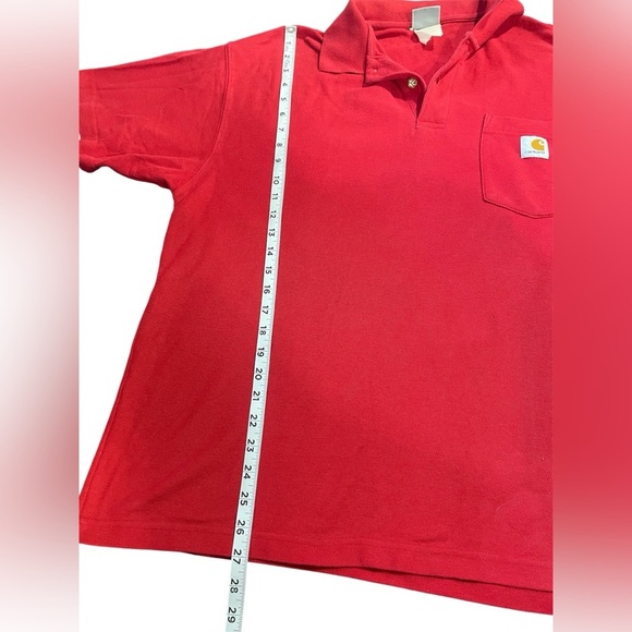 Carhartt Red Classic Collared Polo Short Sleeve Work Shirt Mens GUC - Picture 2 of 12